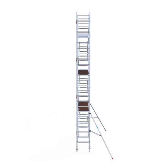 Euroscaffold Rolsteiger Euroscaffold Original 75x305 8,2m werkhoogte carbon vloer tegen de gevel