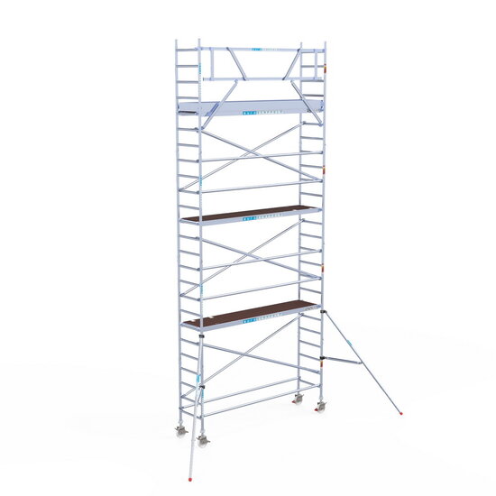 Euroscaffold Rolsteiger Euroscaffold Original 75x305 8,2m werkhoogte carbon vloer tegen de gevel