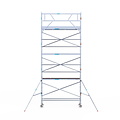 Euroscaffold Rolsteiger Euroscaffold Original 75x305 8,2m werkhoogte carbon vloer tegen de gevel