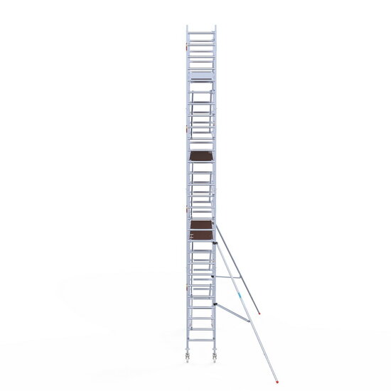 Euroscaffold Rolsteiger Euroscaffold Original 75x305 9,2m werkhoogte carbon vloer tegen de gevel