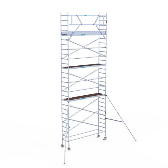 Euroscaffold Rolsteiger Euroscaffold Original 75x305 9,2m werkhoogte carbon vloer tegen de gevel