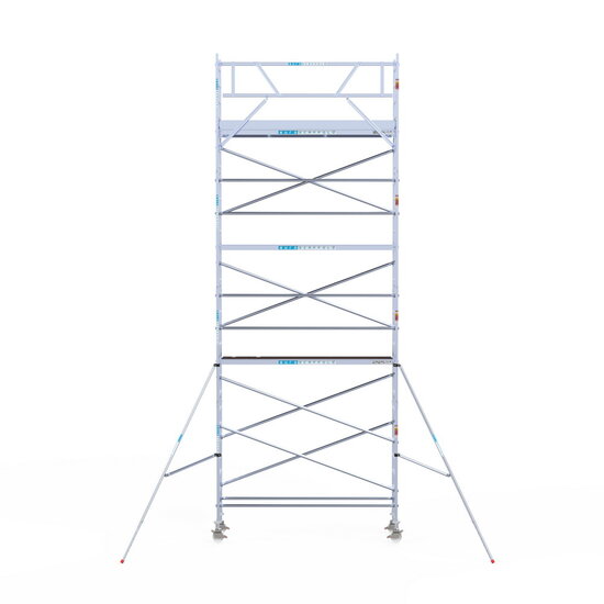 Euroscaffold Rolsteiger Euroscaffold Original 75x305 9,2m werkhoogte carbon vloer tegen de gevel