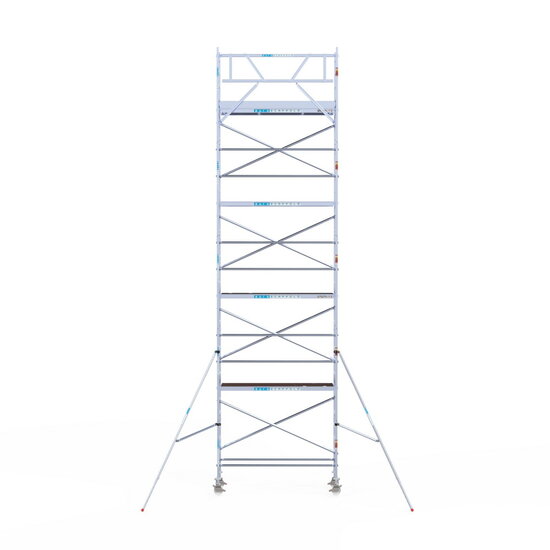 Euroscaffold Rolsteiger Euroscaffold Original 75x250 10,2m werkhoogte carbon vloer tegen de gevel