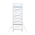 Euroscaffold Rolsteiger Euroscaffold Original 75x305 10,2m werkhoogte carbon vloer tegen de gevel
