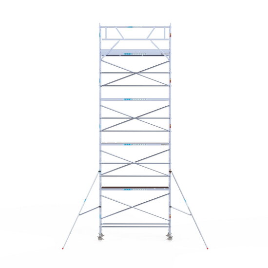 Euroscaffold Rolsteiger Euroscaffold Original 75x305 10,2m werkhoogte carbon vloer tegen de gevel