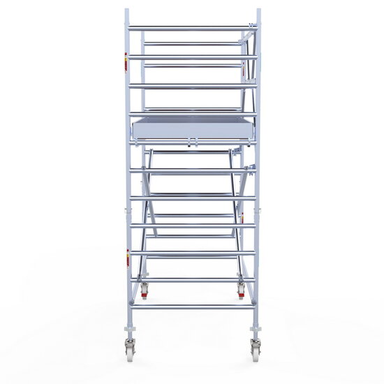 Euroscaffold Rolsteiger Euroscaffold Original 135x250 4,2m werkhoogte carbon vloer tegen de gevel