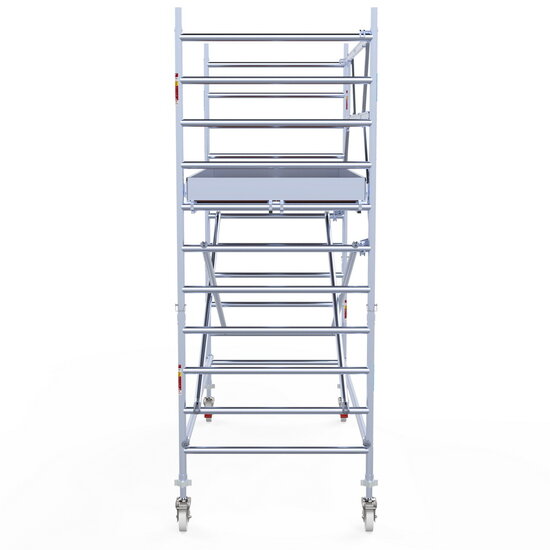 Euroscaffold Rolsteiger Euroscaffold Original 135x305 4,2m werkhoogte carbon vloer tegen de gevel