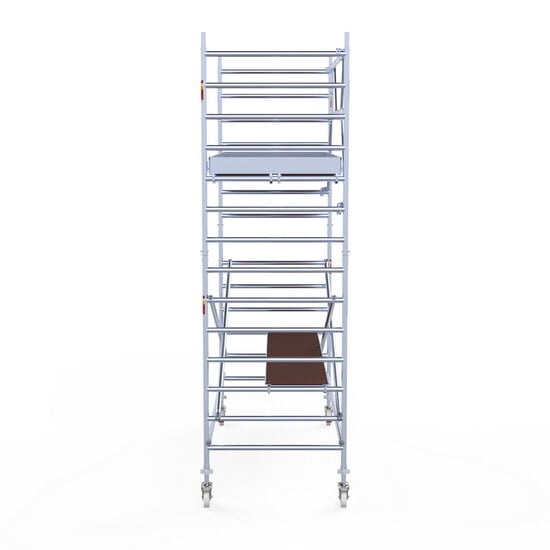 Euroscaffold Rolsteiger Euroscaffold Original 135x305 5,2m werkhoogte tegen de gevel