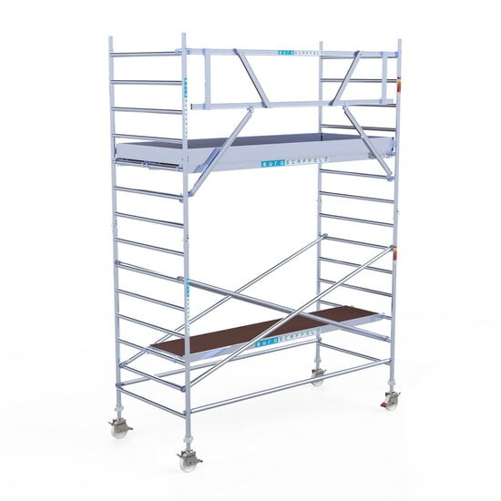 Euroscaffold Rolsteiger Euroscaffold Original 135x305 5,2m werkhoogte tegen de gevel