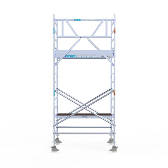 Euroscaffold Rolsteiger Euroscaffold Original 135x190 5,2m werkhoogte carbon vloer tegen de gevel