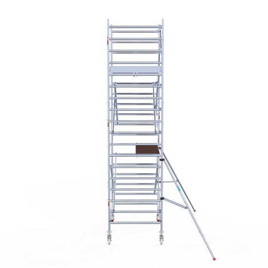 Euroscaffold Rolsteiger Euroscaffold Original 135x190 6,2m werkhoogte carbon vloer tegen de gevel