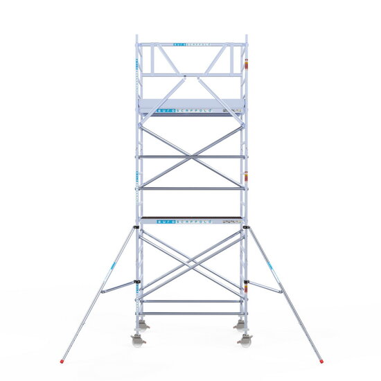 Euroscaffold Rolsteiger Euroscaffold Original 135x190 6,2m werkhoogte carbon vloer tegen de gevel