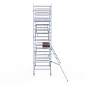 Euroscaffold Rolsteiger Euroscaffold Original 135x305 6,2m werkhoogte carbon vloer tegen de gevel