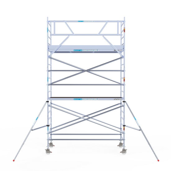 Euroscaffold Rolsteiger Euroscaffold Original 135x305 6,2m werkhoogte carbon vloer tegen de gevel