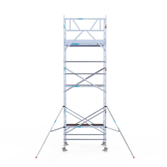 Euroscaffold Rolsteiger Euroscaffold Original 135x190 7,2m werkhoogte carbon vloer tegen de gevel