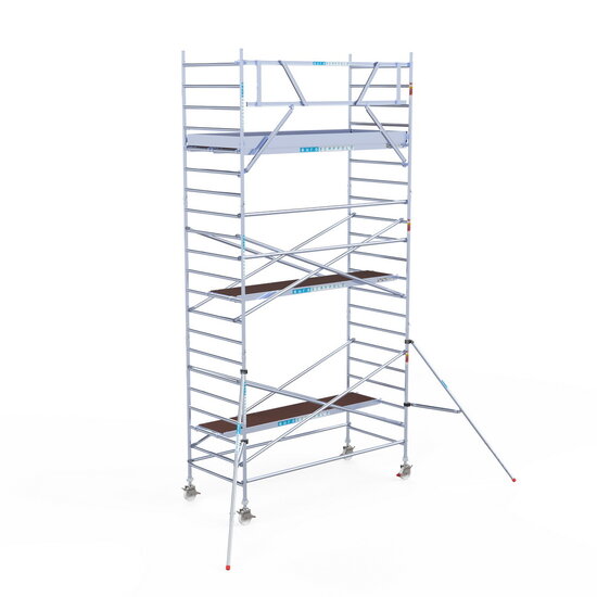 Euroscaffold Rolsteiger Euroscaffold Original 135x305 7,2m werkhoogte carbon vloer tegen de gevel