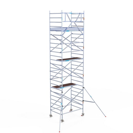 Euroscaffold Rolsteiger Euroscaffold Original 135x190 8,2m werkhoogte carbon vloer tegen de gevel