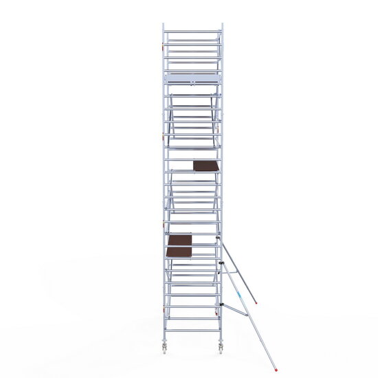 Euroscaffold Rolsteiger Euroscaffold Original 135x305 8,2m werkhoogte carbon vloer tegen de gevel