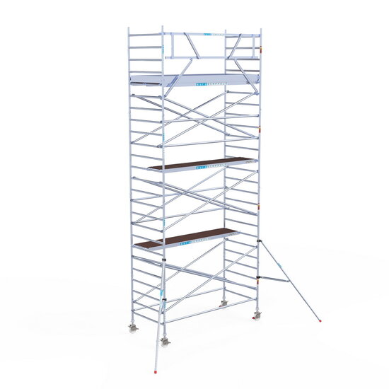 Euroscaffold Rolsteiger Euroscaffold Original 135x305 8,2m werkhoogte carbon vloer tegen de gevel