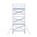Euroscaffold Rolsteiger Euroscaffold Original 135x305 8,2m werkhoogte carbon vloer tegen de gevel