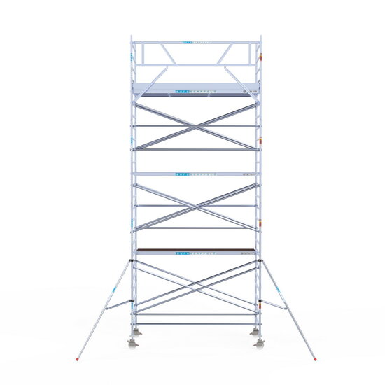 Euroscaffold Rolsteiger Euroscaffold Original 135x305 8,2m werkhoogte carbon vloer tegen de gevel