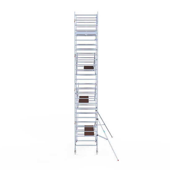 Euroscaffold Rolsteiger Euroscaffold Original 135x250 9,2m werkhoogte carbon vloer tegen de gevel