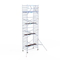 Euroscaffold Rolsteiger Euroscaffold Original 135x250 9,2m werkhoogte carbon vloer tegen de gevel