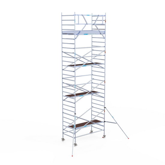 Euroscaffold Rolsteiger Euroscaffold Original 135x250 9,2m werkhoogte carbon vloer tegen de gevel