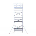 Euroscaffold Rolsteiger Euroscaffold Original 135x250 9,2m werkhoogte carbon vloer tegen de gevel