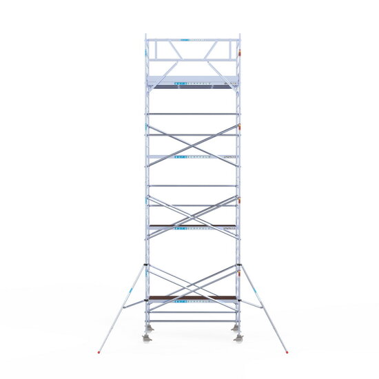 Euroscaffold Rolsteiger Euroscaffold Original 135x250 9,2m werkhoogte carbon vloer tegen de gevel