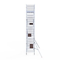 Euroscaffold Rolsteiger Euroscaffold Original 135x305 9,2m werkhoogte carbon vloer tegen de gevel