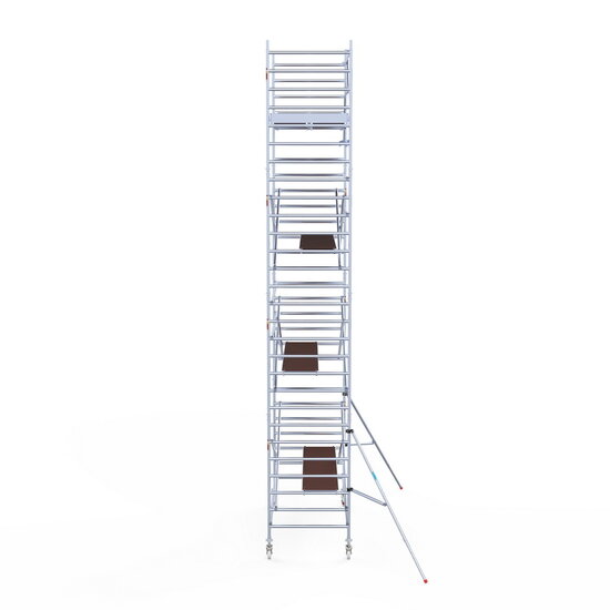 Euroscaffold Rolsteiger Euroscaffold Original 135x305 9,2m werkhoogte carbon vloer tegen de gevel