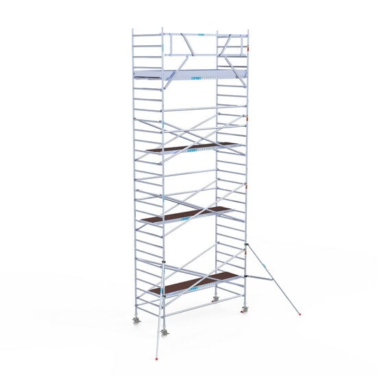 Euroscaffold Rolsteiger Euroscaffold Original 135x305 9,2m werkhoogte carbon vloer tegen de gevel