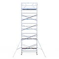 Euroscaffold Rolsteiger Euroscaffold Original 135x305 11,2m werkhoogte tegen de gevel