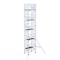 Euroscaffold Rolsteiger Euroscaffold Original 135x190 11,2m werkhoogte carbon vloer tegen de gevel