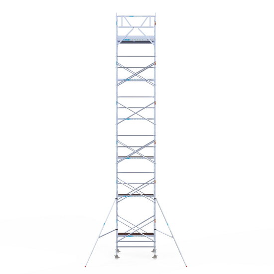 Euroscaffold Rolsteiger Euroscaffold Original 135x190 13,2m werkhoogte tegen de gevel