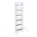 Euroscaffold Rolsteiger Euroscaffold Original 135x305 13,2m werkhoogte carbon vloer tegen de gevel