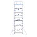 Euroscaffold Rolsteiger Euroscaffold Original 135x305 13,2m werkhoogte carbon vloer tegen de gevel