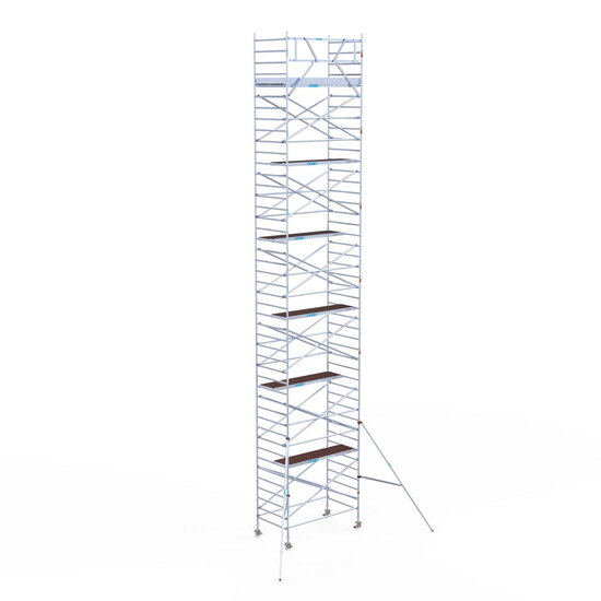 Euroscaffold Rolsteiger Euroscaffold Original 135x250 14,2m werkhoogte tegen de gevel