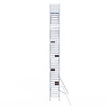 Euroscaffold Rolsteiger Euroscaffold Original 135x190 14,2m werkhoogte carbon vloer tegen de gevel
