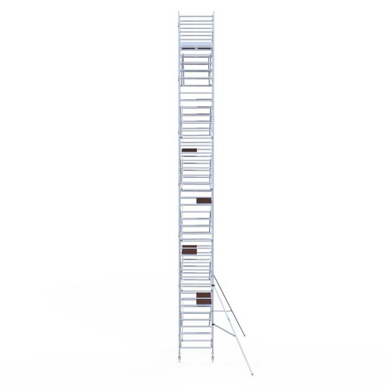 Euroscaffold Rolsteiger Euroscaffold Original 135x190 14,2m werkhoogte carbon vloer tegen de gevel