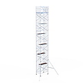 Euroscaffold Rolsteiger Euroscaffold Original 135x190 14,2m werkhoogte carbon vloer tegen de gevel
