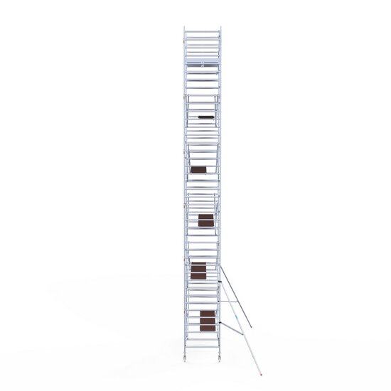 Euroscaffold Rolsteiger Original 135x305 13,2m werkhoogte tegen de gevel