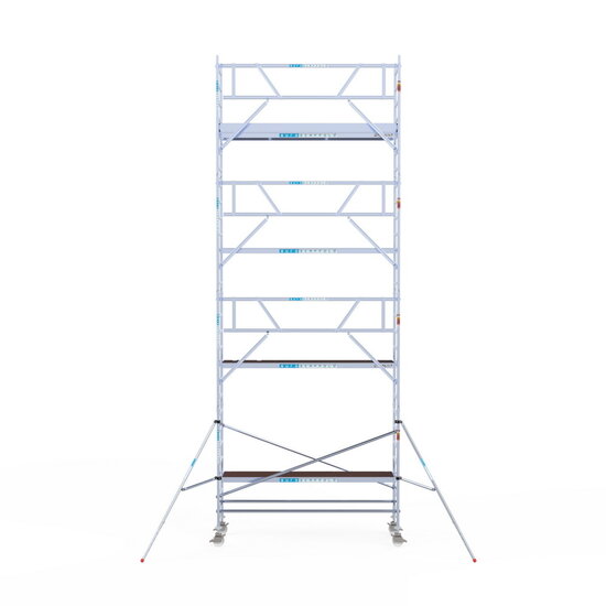 Euroscaffold Rolsteiger Euroscaffold Professional 90x305 9,2m werkhoogte carbon vloer tegen de gevel