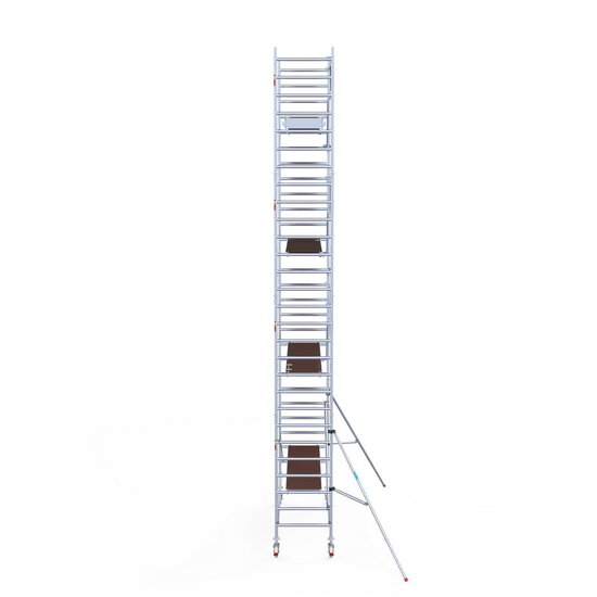 Euroscaffold Rolsteiger Euroscaffold Professional 90x305 9,2m werkhoogte carbon vloer tegen de gevel