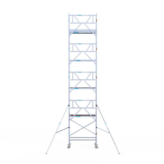 Euroscaffold Rolsteiger Euroscaffold Professional 90x190 10,2m werkhoogte carbon vloer tegen de gevel