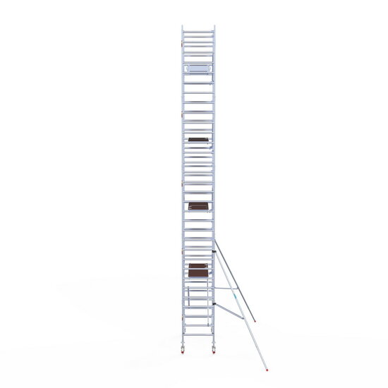 Euroscaffold Rolsteiger Euroscaffold Professional 90x190 10,2m werkhoogte carbon vloer tegen de gevel