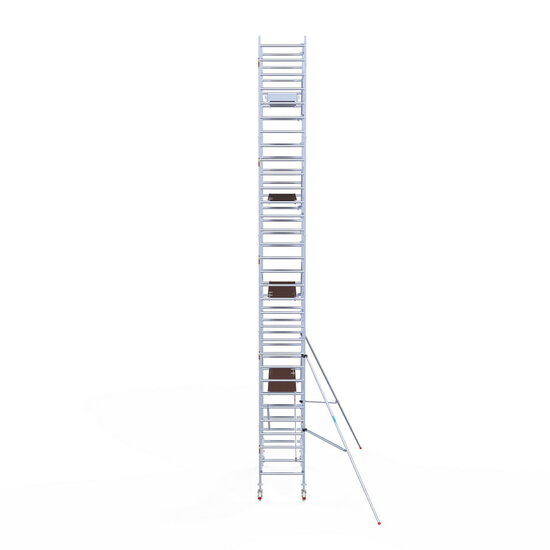 Euroscaffold Rolsteiger Euroscaffold Professional 90x250 10,2m werkhoogte carbon vloer tegen de gevel