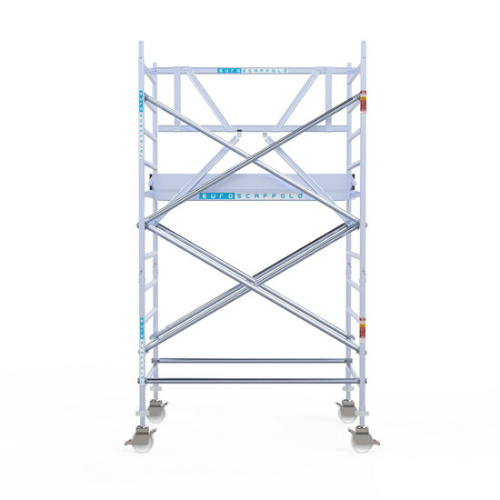 Euroscaffold Rolsteiger Euroscaffold Professional 135x190 4,2m werkhoogte tegen de gevel