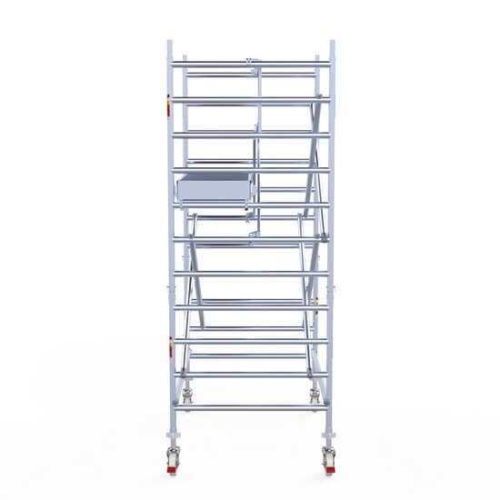 Euroscaffold Rolsteiger Euroscaffold Professional 135x190 4,2m werkhoogte tegen de gevel